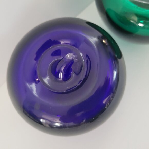 Green & Blue Glass Apple Paperweights Office Accent Handcrafted Glass 3.5" Tall - Picture 3 of 10